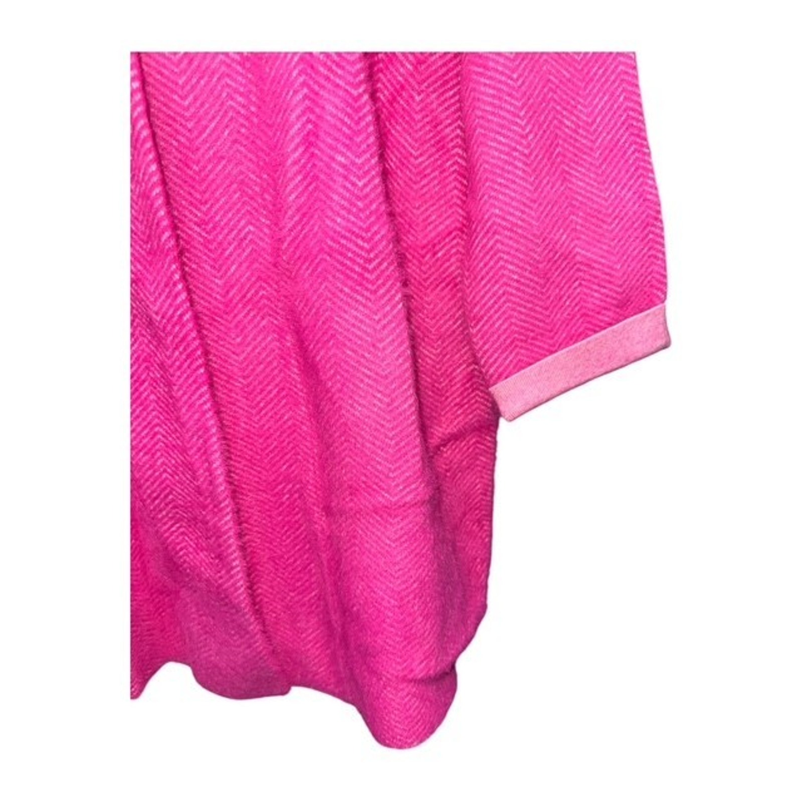Pink Women's Open-Front Textured Coatigan Liverpool Herringbone Sweater — image 5 of 7